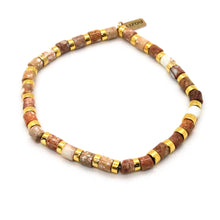 Load image into Gallery viewer, Ivory Semi Precious Stone and Gold Stretch Stone Bracelet -Stone Collection-
