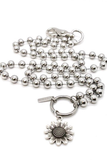 Sunflower Style Pendant Convertible Silver Chain Necklace