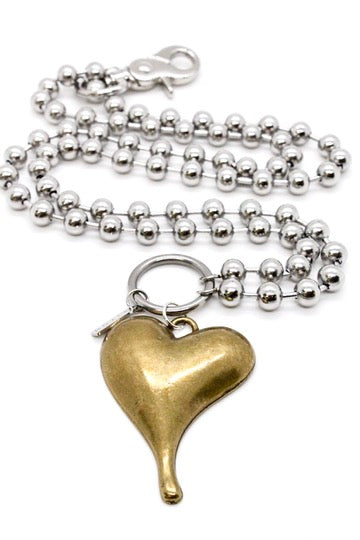 Simple Brass Pendant Convertible Silver Chain Necklace