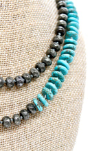 Load image into Gallery viewer, Hand-Knotted Thin Turquoise and Pyrite Beaded Necklace - NL-PYT
