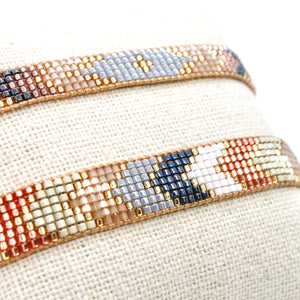 Neutral Sandy Miyuki Seed Bead Wide Bracelet -Seeds Collection-