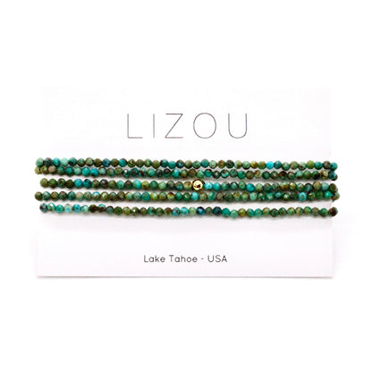Delicate Faceted Mini Semi Precious Stone African Turquoise Beaded Necklace - N9-111