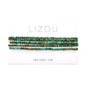 Delicate Faceted Mini Semi Precious Stone African Turquoise Beaded Necklace - N9-111