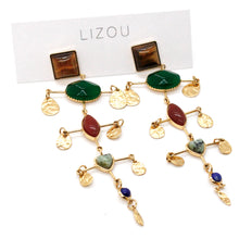 Load image into Gallery viewer, Museum Style Artsy Semi Precious Stone Mobile Earrings - E4-303
