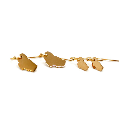 Lake Tahoe Gold Plate Large Charm Earrings - E9-200 GLLT