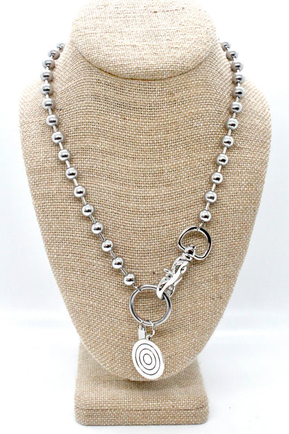 Silver Target Necklace Single Silver Chain Claw Clasp