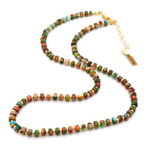 Load image into Gallery viewer, Multi Color Jasper and Gold Short Beaded Necklace
