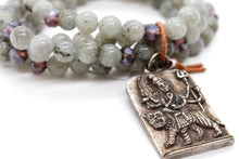 Load image into Gallery viewer, Luxury Labradorite and Crystal Bracelet with Durga Pendant -The Buddha Collection- BL-Smoke-SL
