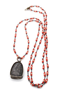 Buddha Necklace 39 - Long Buddha Crochet Necklace - One of a Kind -