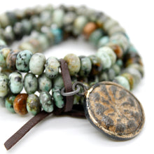 Load image into Gallery viewer, African Turquoise Buddha Wheel Charm Bracelet -Buddha Collection-
