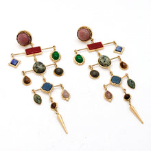 Load image into Gallery viewer, Museum Style Artsy Semi Precious Stone Mobile Earrings - E4-304
