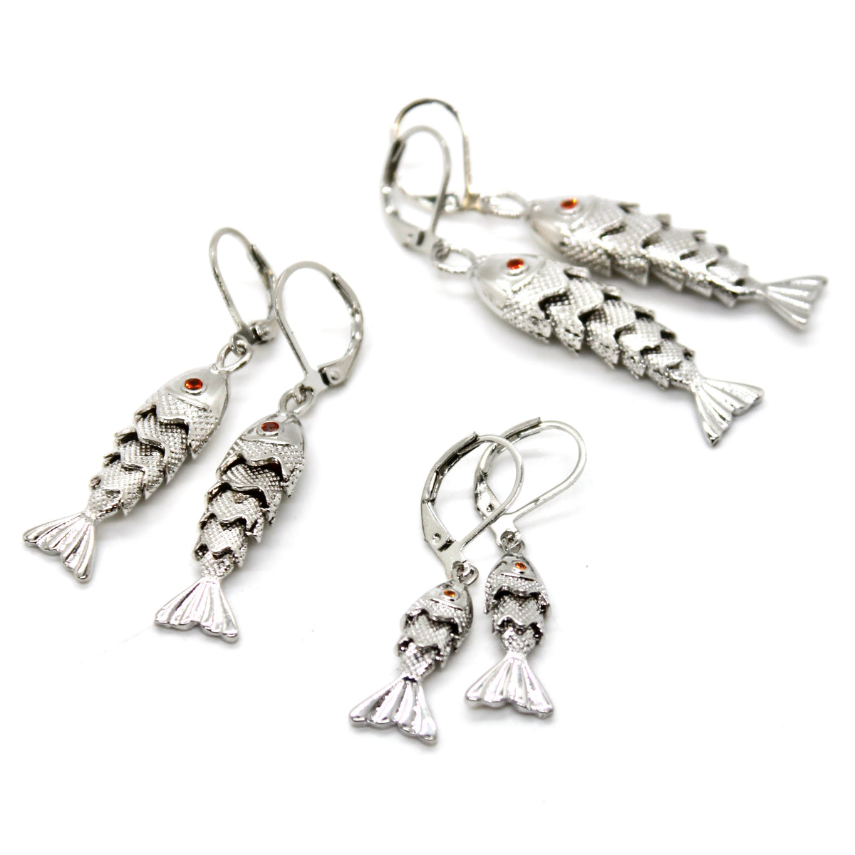 Articulated Gold Fish Silver Earrings - E4-267SL