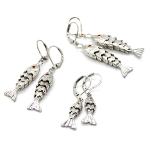 Articulated Gold Fish Silver Earrings - E4-267SL