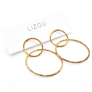 Double Gold Hoop Earrings E4-202 -French Flair Collection-