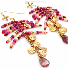 Load image into Gallery viewer, Semi Precious Stone and Mother of Pearl Dangle Earrings - E4-322
