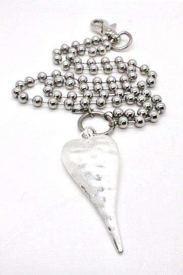 Extra Large Silver Heart Pendant Convertible Silver Chain Necklace