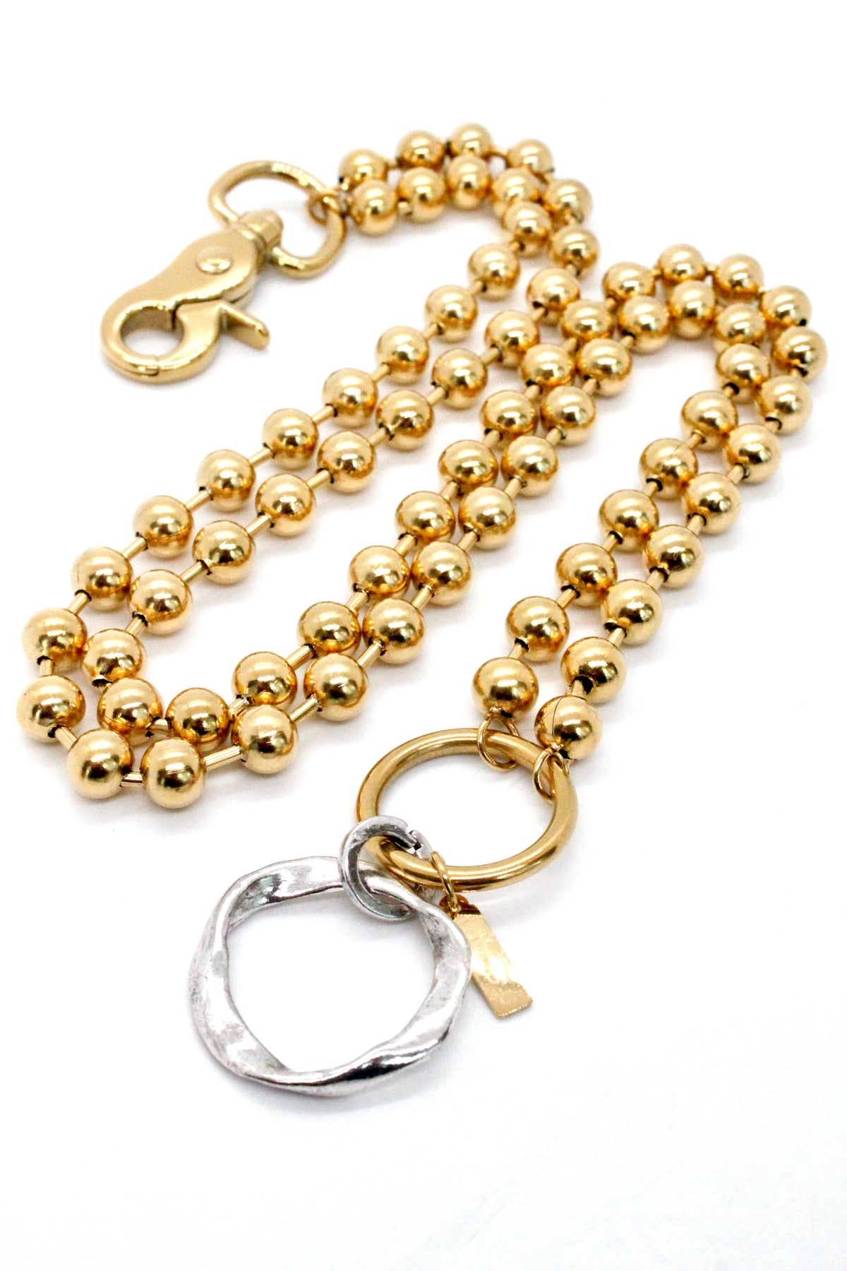 Silver Hoop Charm Convertible Short to Long Necklace Gold Chain Claw Clasp