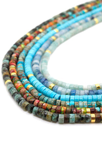 Natural Stone Short Necklace with Gold -Stone Collection-