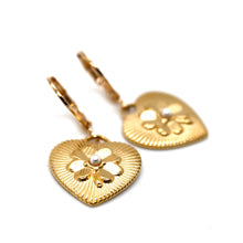 Load image into Gallery viewer, Gold Heart Shamrock Earrings - E9-113
