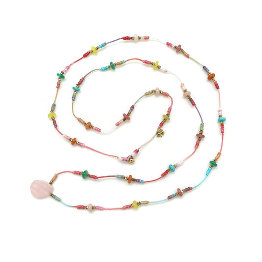 Museum Style Rainbow Semi Precious Stone Arts Necklace -French Flair Collection- N2-2290