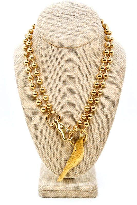 Perched Brass Bird Convertible Gold Chain Necklace