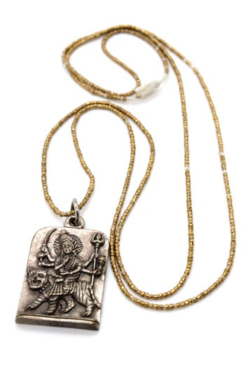Buddha Necklace 6 - Reversible African Beads - One of a Kind -