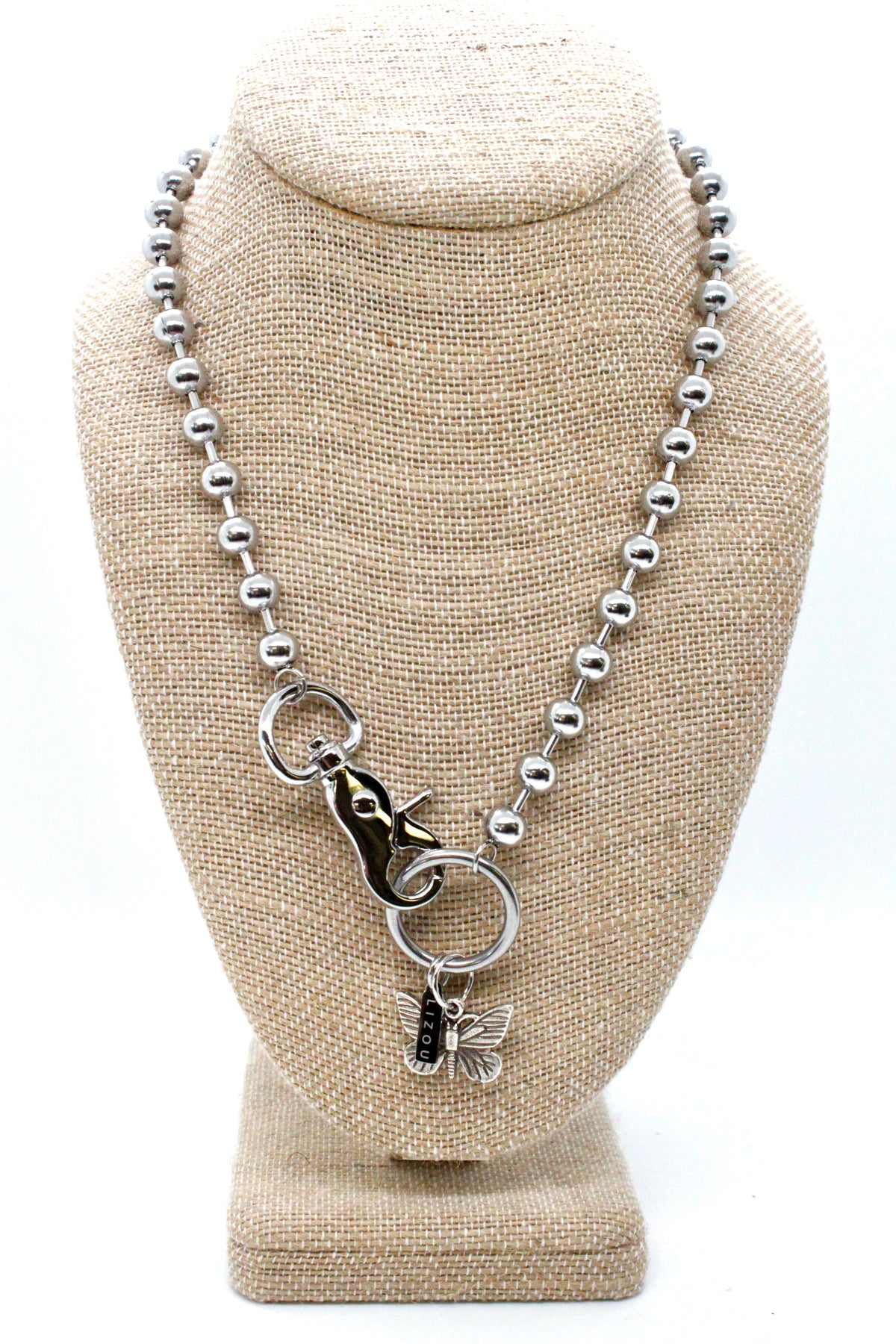 Butterfly Necklace Single Silver Chain Claw Clasp