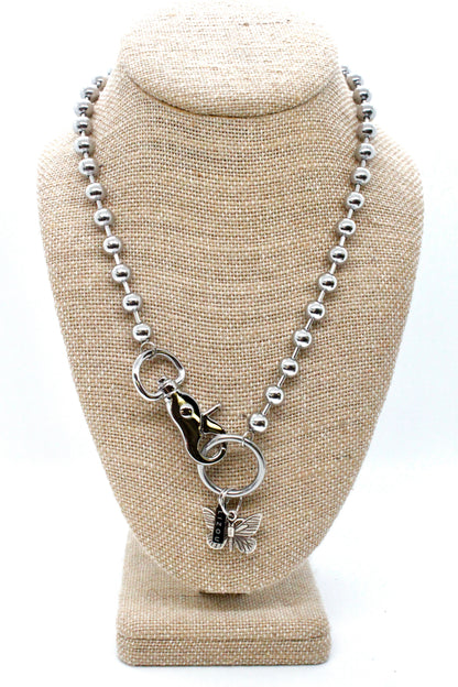 Butterfly Necklace Single Silver Chain Claw Clasp