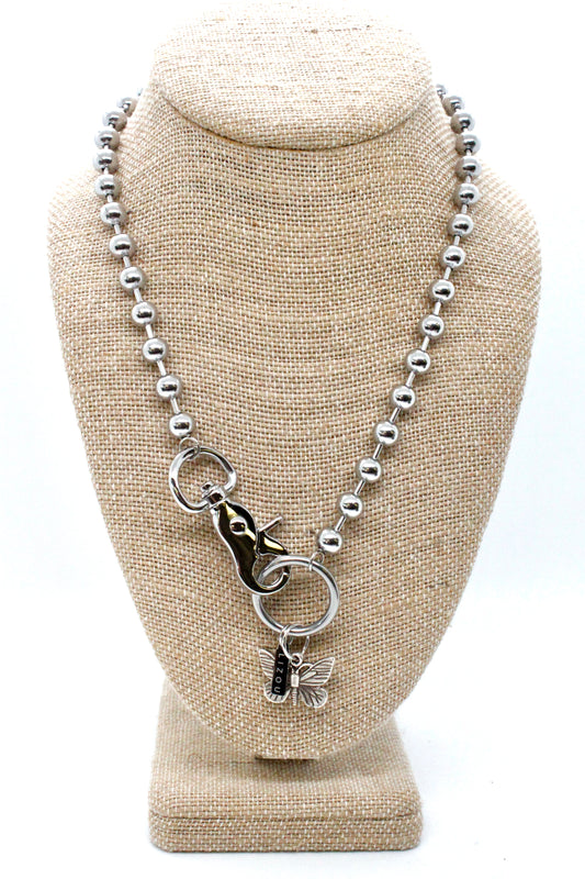 Butterfly Necklace Single Silver Chain Claw Clasp
