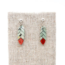 Load image into Gallery viewer, Navajo American Indian Turquoise and Coral Feather Earrings
