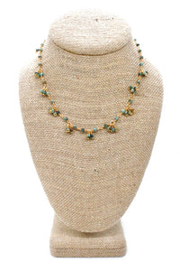 African Turquoise 24K Gold Plate Chain Necklace