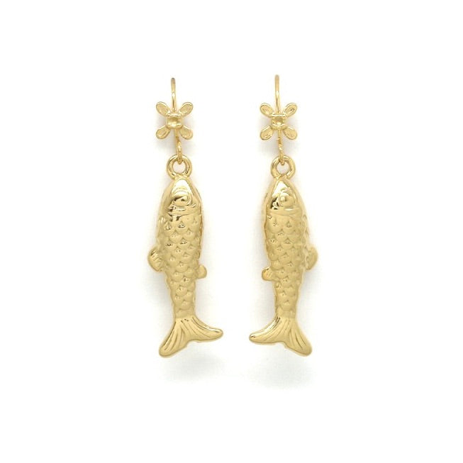 18K Gold Plate Fish Earrings - E4-256