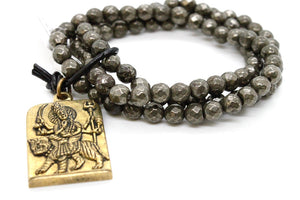 Pyrite Stack Bracelet with Durga Charm -The Buddha Collection- BL-PY-GL
