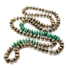 Load image into Gallery viewer, Hand-Knotted Green Turquoise and Pyrite Necklace
