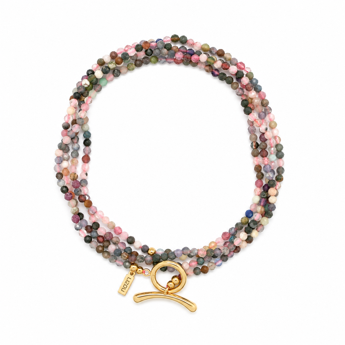 Colorful Faceted Agate Toggle Clasp Wrap Bracelet or Necklace - N2-2785A