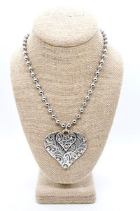 Double Heart Pendant Convertible Silver Chain Necklace