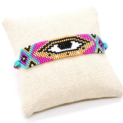 Purple Miyuki Bead Evil Eye Stars and Geometric Bracelets -Seeds Collection-