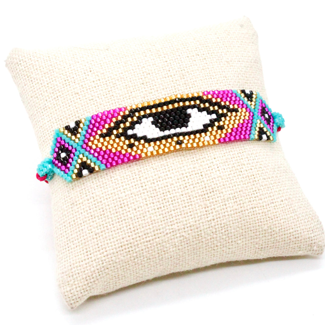 Purple Miyuki Bead Evil Eye Stars and Geometric Bracelets -Seeds Collection-