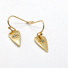 Load image into Gallery viewer, Small Gold Heart Evil Eye Earrings E4-225 -French Flair Collection-
