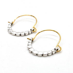 Two Tone Mini Style Hoop Earrings E4-224 -French Flair Collection-