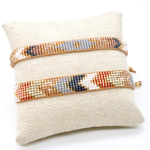 Neutral Sandy Miyuki Seed Bead Wide Bracelet -Seeds Collection-