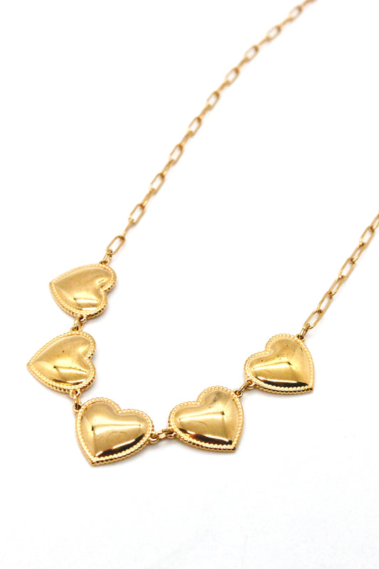 Five Heart Short Necklace