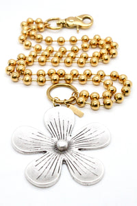 Large Flower Pendant Convertible Gold Chain Necklace