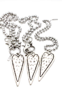 Elongated Heart Convertible Silver Chain Necklace