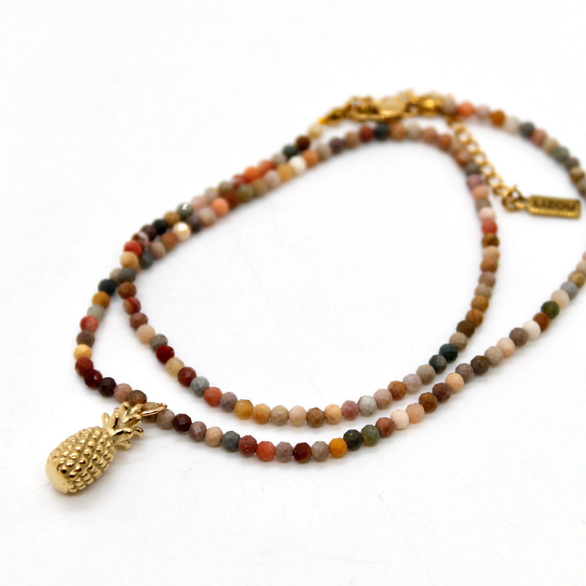 Pineapple Mini Stone Gold Charm Necklace