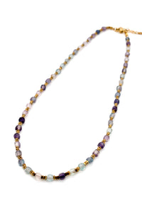 Simple Semi Precious Stone and 24K Gold Plate Necklace -French Flair Collection-