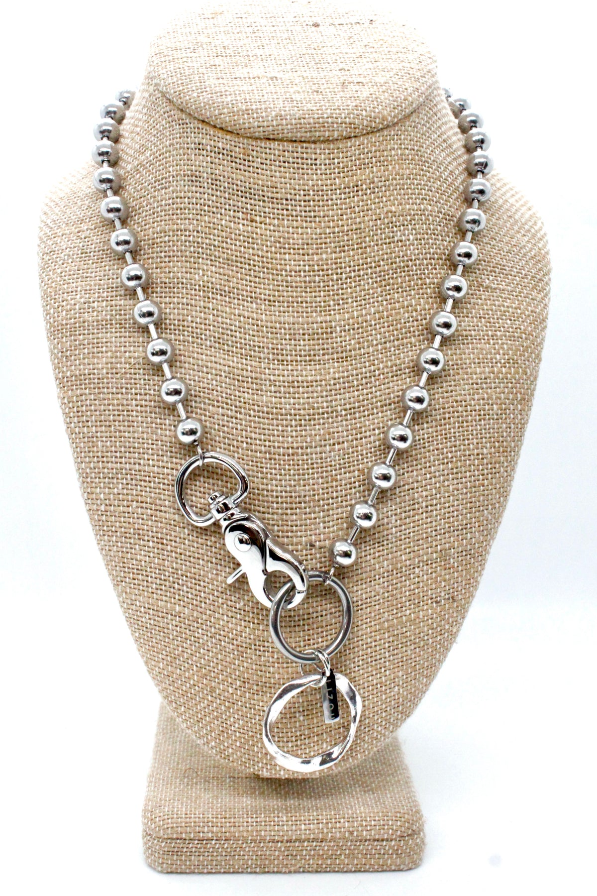Silver Hoop Charm Necklace Silver Chain Claw Clasp