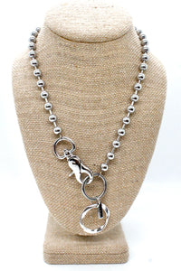 Silver Hoop Charm Necklace Silver Chain Claw Clasp