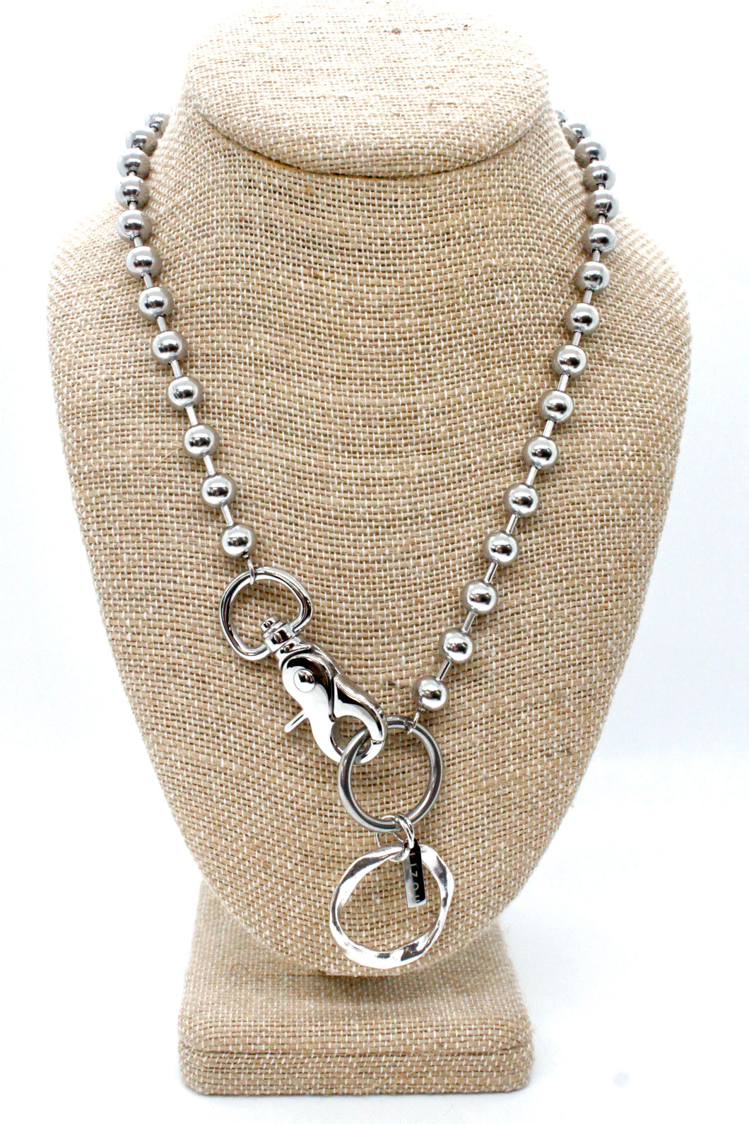 Silver Hoop Charm Necklace Silver Chain Claw Clasp
