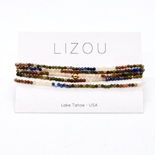 Delicate Faceted Mini Semi Precious Stone Mix Beaded Necklace - N9-017